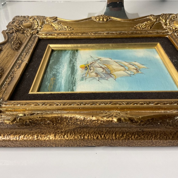 SIGNED J JAMES CLIPPER SHIP OIL ON CANVAS FRAMED - Picture 6 of 8